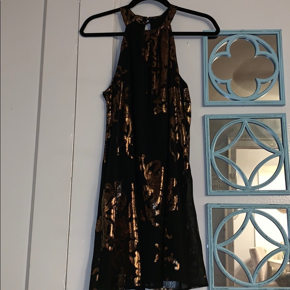 Black & bronze/gold sleeveless dress